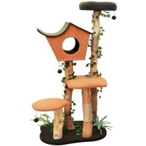 Albero tiragraffi con effetto pianta 154 cm pelliccia e legno pero - Fudajo