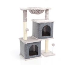 Fudajo Albero tiragraffi grigio con sisal 81cm Con 2 nicchie chiuse Casette Per gatti