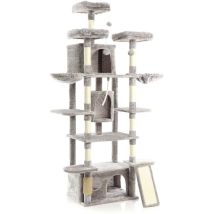 Fudajo - rbol rascador gris para gatos 198cm sisal panel rascador superficies de reposo casetas