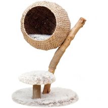 Fudajo - Arbre à chat 83cm Panier de couchage Peluche Repos Abri Niche Élégance Animal domestique