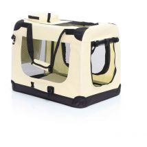 Caisse de transport beige pliable pour animaux domestiques, m (60x42x44cm) Poignée Couverture - Fudajo