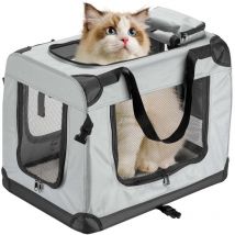 Fudajo - Caisse de transport grise pliable pour animaux domestiques, m (60x42x44cm) Poignée Couverture