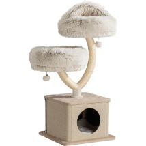 Fudajo - Kratzbaum Zweigdesign Mit Katzenhaus 95 Cm, Designer Katzenkratzbaum Mit Plüsch Und Sisal, Katzenbaum Mit Katzenhöhle, Kletterbaum Für Katzen