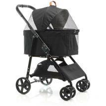 Fudajo - Poussette pliable pour chiens et chats 2 en 1 – Capacité max. 20 kg – Noire – en Acier et eva – avec Sac de transport amovible – Buggy