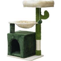 Fudajo - rbol rascador para gatos 75cm diseño cactus poste de rascado sisal 4mm con caseta y hamaca