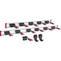 Bruns - Gerätehalter 100 cm und 75 cm Schiene mit 12 Halter und 2 Haken - Gartengerätehalter, Besenhalterung Wandhalterung Spannbereich 0-50mm,