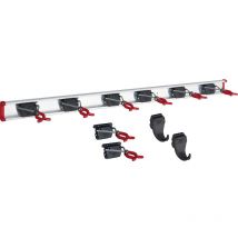 Alu-Gerätehalter-Set, inkl. 8 Halter, 2 Haken und mit Schiene 1000 mm - Bruns