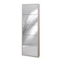 Schmaler Schuhschrank mit fünf Spiegeltüren Ulme hell 63x18x H190 cm
