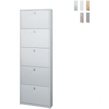 Schmaler Schuhschrank mit fünf Türen Esche Weiß 63x18x h190 cm