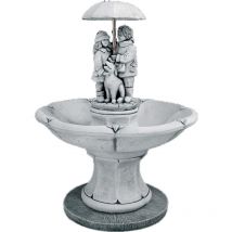 Fuente de jardín en hormigón piedra con bomba Fuente Pareja 90x148cm.