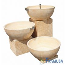 Fuente de piedra artificial cascada solan ocre con bomba para jardin