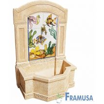 Framusa - fuente de piedra artificial mural de pared arcadia acuarius ocre para jardin