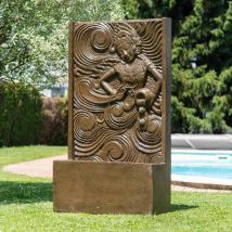 Wanda Collection - Fuente grande de jardín pared de agua diosa balinesa marrón 150 cm