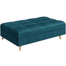 Fußhocker mit Holzfüßen Matthias aus Blau Luxusmicrofaser