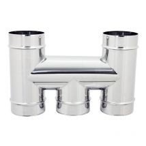 Fumaiolo terminale da 130mm modello ad h inox aisi 304 base tonda con innesto m maschio