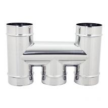 Fumaiolo terminale da 160mm modello ad h inox aisi 304 base tonda con innesto m maschio