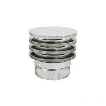 Fumaiolo da 230mm tipo zara di acciaio inox aisi 304 base tonda innesto m maschio monoparete