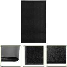 The Living Store Fußmatte Waschbar Schwarz 90x150 cm - Schwarze Fußmatte - Innenausstattung - Outdoor Matten - Türmatte - Wasserdichte Fußmatte