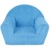Fauteuil club velours côtelé bleu