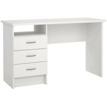 Fwstyle - Bureau linéaire avec trois tiroirs, couleur blanche, Dimensions 120 x 72 x 48 cm