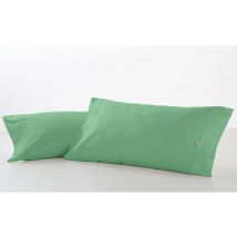 Estelia - Funda de almohada combi liso 50/50 de EsTela 135 cm - Verde albahaca