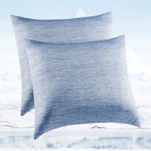 Ahlsen Funda De Almohada Refrescante De 2 Piezas, Diseño De Doble Cara Y Cremallera Oculta, Funda De Almohada Suave Y Transpirable 45x45 Azul