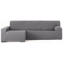 Funda elástica 250/310 cm península izquierda gris reposabrazos largo