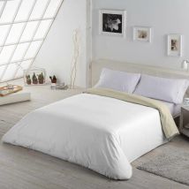 Estelia - Funda nórdica bicolor 100 cala de EsTela 180 cm - Blanco/Piedra