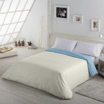 Funda nórdica bicolor 100 cala de EsTela 150 cm - Crema/Azul celeste