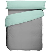 Cañete - Funda Nórdica lisa Suelta de 90 cm - Gris/Verde Glacial C395