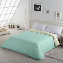 Estelia - Funda nórdica liso bicolor de EsTela 180 cm - Aqua/Crema