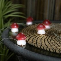 Fungo solare Illuminazione del patio solare per funghi catena luminosa esterna, 6x funghi velenosi, batteria led, l 270 cm, terrazza giardino