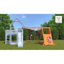 Modul 'Spider', teak, Kletterwand/Rampe mit Doppelschaukel - Fungoo