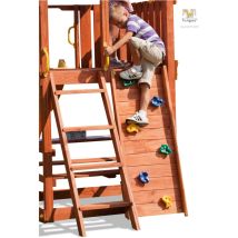 Modul 'Step On', teak, Kletterwand mit Klettersteinen - Fungoo