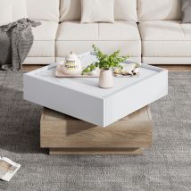 Funktioneller Couchtisch, Wohnzimmertisch, Um 360° Drehbare Tischplatte Mit 2 Ebenen Und Aufbewahrungseinheit, Beistelltisch Mit Walnussrahmen Für 