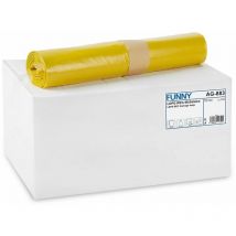 AG-883 Sacchi Della Spazzatura, in Ldpe, Capacita 120 l, Giallo, 700 x 1100 mm, 250 Pezzi - Funny