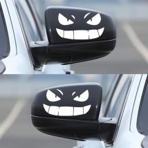 Funny Stickers Retroviseur, 2 Pièces Autocollants Voiture Extérieur Autocollant Voiture Humour Sticker Voiture Monster Smiley Autocollants de Voiture