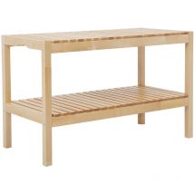 Furniture Hmd - Birch Wood Shoe Racks 2 Tier Bench Stand Shelf Footware Storage,Natural