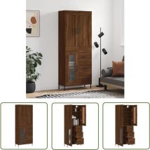 Maison Exclusive - The Living Store Buffet haut Chêne marron 69,5x34x180 cm Bois d'ingénierie - Buffet Design Moderne - Meuble Rangement - Armoire