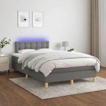 Furniture Limited - Cama box spring con colchón y LED tela gris