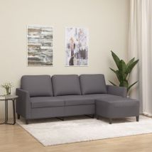 Furniture Limited - Canapé à 3 places avec repose-pieds Gris 180