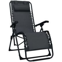Furniture Limited - Chaise pliable de terrasse Noir Textilène