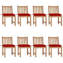Furniture Limited - Chaises de jardin lot de 8 avec coussins Bois