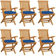 Furniture Limited - Chaises de jardin avec coussins bleu lot de 6