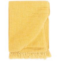 Furniture Limited - Couverture en coton 220 x 250 cm Jaune