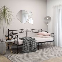 Furniture Limited - Divano Letto Telaio Nero in Metallo 90x200 cm