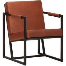 Abcrital - Furniture Limited - Fauteuil marron cuir véritable