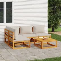 Furniture Limited - Set muebles de jardín 5 pzas madera maciza y
