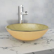Furniture Limited - Lavabo Verre trempé 42 cm Doré