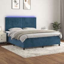 Furniture Limited - Letto a Molle con Materasso e led Blu Scuro
